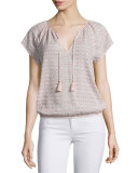Dolan B Ikat-Print Short-Sleeve Top