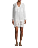Georgette Coverup Dress w/French Lace Hem