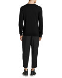 Fair Isle Logo Crewneck Sweater, Darkest Black