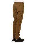 Basic Flat-Front Chino Pants, Khaki