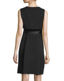 Faux-Vest Fit-&-Flare Dress, Black