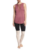 Goddess Ribbed Sport Leggings, Black/Buff