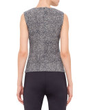 Sleeveless Round-Neck Top W/Cutout, Navy/Cream