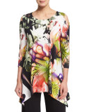 Cold-Shoulder Alfresco-Print Tunic Top, Petite