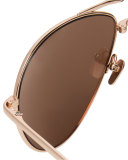 Foldable Aviator Sunglasses, Rose Gold