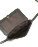 Cynnie Crocodile-Embossed Micro Crossbody Bag, Bottle Green/Black