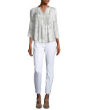 Alita Floral-Print Pintucked Blouse, Multi