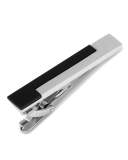 Onyx Stair-Step Tie Clip, Black/Silver