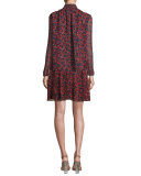 Aleni Silk Ruffle-Neck Blouse, Montage Mini Rubiate