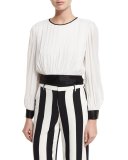 Dakota Pleated Tie-Waist Blouson Top