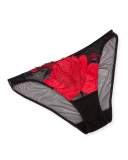 Jolie Mesh Bikini Briefs, Black/Red