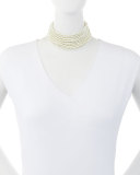 Twelve-Row Pearly Bead Choker Necklace