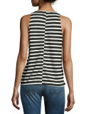 Striped Army Tank, Black/White