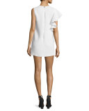 Luca Crepe Ruffle-Trim Mini Dress, Ivory
