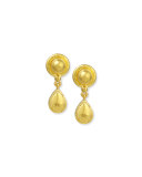 19k Gold Dome & Pear Drop Earrings