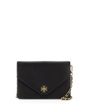 Kira Leather Envelope Clutch Bag, Black