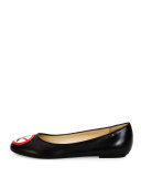 No Heels Leather Ballerina Flat, Black