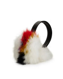 Janine Leather & Fur Earmuffs, White/Multicolor