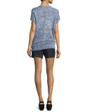 Solid Linen-Blend Shorts, Black