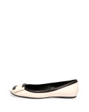 Two-Tone Leather Gommette Flat, Wax/Black