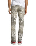 Logo Graffiti-Paint Skinny Jeans, Gray