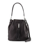 Cynnie Lamb Tassel Mini Bucket Bag, Black