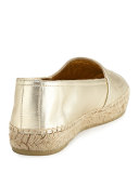 Leather Logo Espadrille Flat, Platino