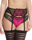 Sortilege Lace Garter Belt, Pink