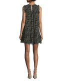 Tahoma Floral-Print Georgette Dress, Caviar
