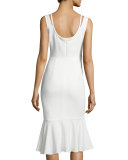 Sleeveless Flounce Midi Dress, Porcelain