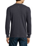 Basic Long-Sleeve Henley Shirt, Navy