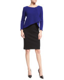 Asymmetric-Draped Swing Jacket, Royal Blue