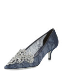 Crystal Lace 50mm Pump, Navy