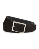 Reversible Suede Belt, Black/Gray 
