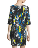 Printed 1/2-Sleeve Easy Dress