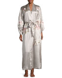 Lola Embroidered Silk Long Robe
