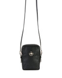 Small City Stamped Leather Crossbody Bag, Black