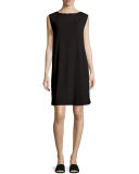 Sleeveless Bateau-Neck Jersey Shift Dress, Plus Size