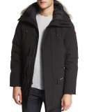 Langford Parka with Fur-Trimmed Hood, Black