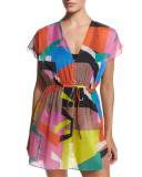 Mauritius Printed V-Neck Coverup Tunic/Dress