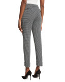 Gingham Rolled-Cuff Pants, Black/White