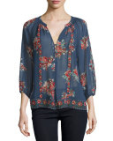 Gloria F Floral-Print Silk Top