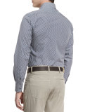 Floral-Print Long-Sleeve Sport Shirt, Navy