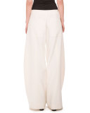 Wide-Leg Wrap-Front Trousers, Off White