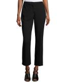 Cropped Gabardine Straight-Leg Pants, Black