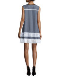 Striped Sleeveless Jersey Dress w/Lace Trim