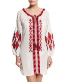 Tula Embroidered Crepe Dress, White