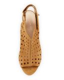 Alix Perforated Suede Sandal, Sienna