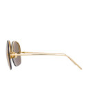 Rimless Oversized Square Sunglasses, Gold