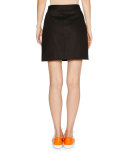 Asymmetric-Zip A-Line Mini Skirt, Dark Navy